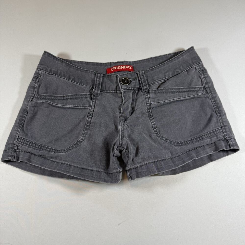 Union bay Vintage Y2K Utility Mini Low Rise Shorts Gray Womens Sz 1
